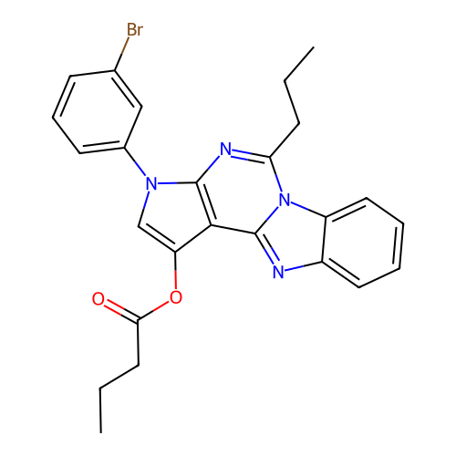 3-(3-bromophenyl)-5-propyl-3H-benzo[4,5]imidazo[1,2-c]pyrrolo[3,2-e]pyrimidin-1-yl butyrate structure