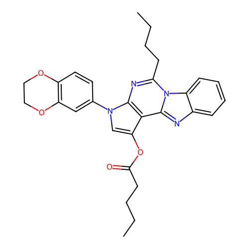 5-butyl-3-(2,3-dihydro-1,4-benzodioxin-6-yl)-3H-pyrrolo[2',3':4,5]pyrimido[1,6-a]benzimidazol-1-yl pentanoate structure