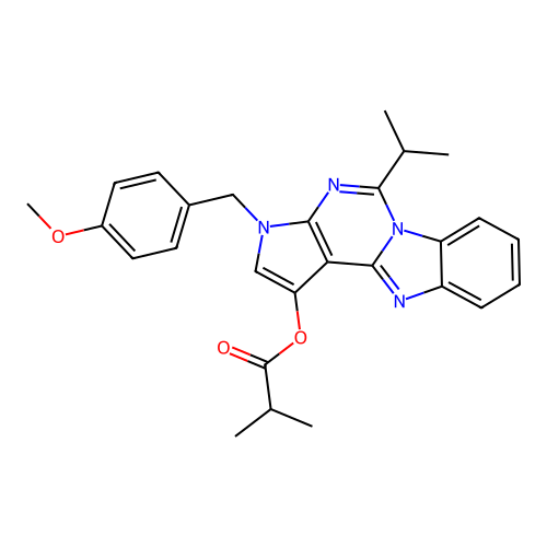 3-(4-methoxybenzyl)-5-(propan-2-yl)-3H-pyrrolo[2',3':4,5]pyrimido[1,6-a]benzimidazol-1-yl 2-methylpropanoate structure