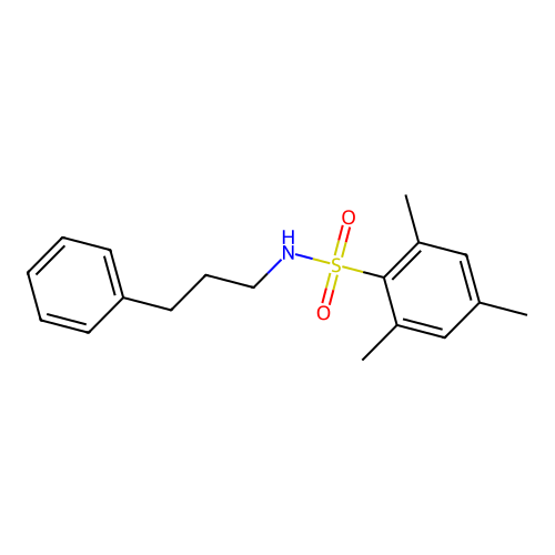 2,4,6-trimethyl-N-(3-phenylpropyl)benzenesulfonamide structure