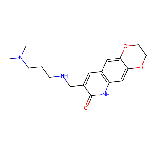 8-[(3-Dimethylamino-propylamino)-methyl]-2,3-dihydro-6H-[1,4]dioxino[2,3-g]quinolin-7-one structure
