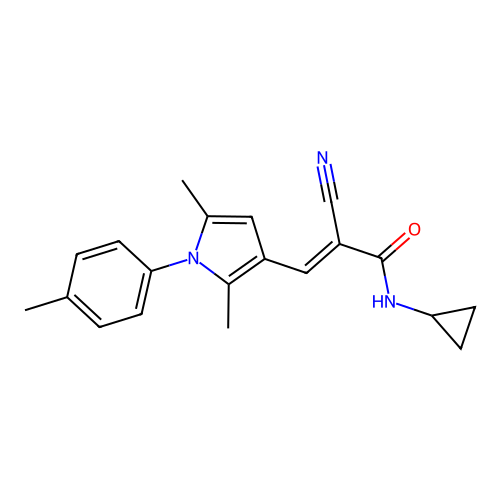 2-cyano-N-cyclopropyl-3-[2,5-dimethyl-1-(4-methylphenyl)-1H-pyrrol-3-yl]prop-2-enamide structure