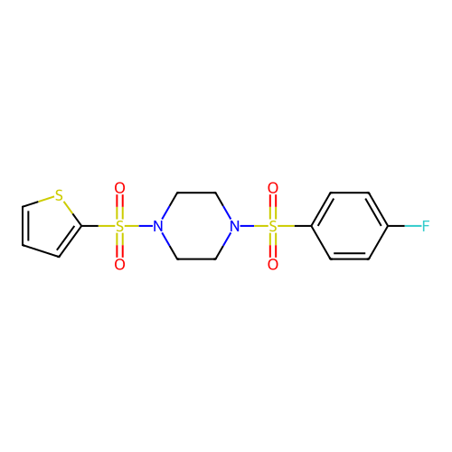1-(4-Fluorophenyl)sulfonyl-4-thiophen-2-ylsulfonylpiperazine structure