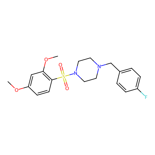 1-(2,4-Dimethoxyphenyl)sulfonyl-4-[(4-fluorophenyl)methyl]piperazine structure