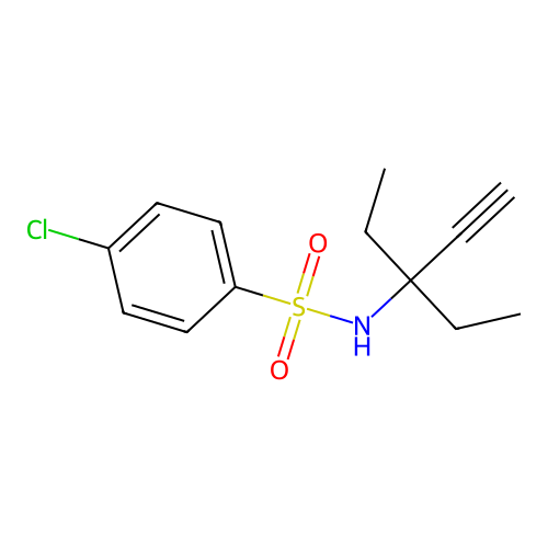 4-chloro-N-(3-ethylpent-1-yn-3-yl)benzenesulfonamide structure
