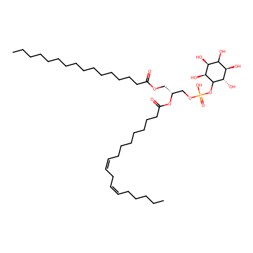 myo-Inositol, 1-((2R)-3-((1-oxohexadecyl)oxy)-2-(((9Z,12Z)-1-oxo-9,12-octadecadienyl)oxy)propyl hydrogen phosphate) structure