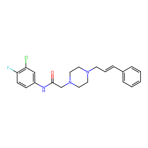 N-(3-chloro-4-fluoro-phenyl)-2-(4-cinnamylpiperazin-1-yl)acetamide structure