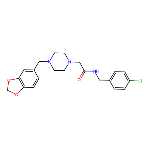 2-[4-(1,3-benzodioxol-5-ylmethyl)piperazin-1-yl]-N-[(4-chlorophenyl)methyl]acetamide structure