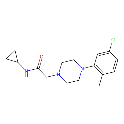 2-[4-(5-chloro-2-methylphenyl)piperazin-1-yl]-N-cyclopropylacetamide structure