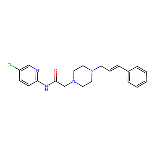 N-(5-chloropyridin-2-yl)-2-[4-[(E)-3-phenylprop-2-enyl]piperazin-1-yl]acetamide structure