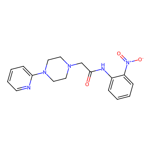 N-(2-nitrophenyl)-2-(4-pyridin-2-ylpiperazin-1-yl)acetamide structure