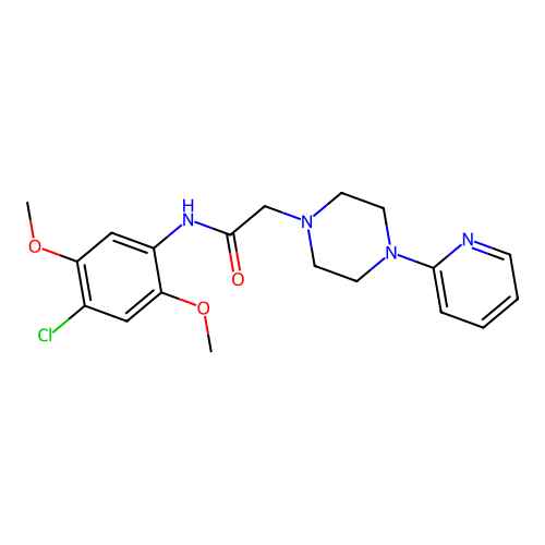 N-(4-chloro-2,5-dimethoxyphenyl)-2-(4-pyridin-2-ylpiperazin-1-yl)acetamide structure