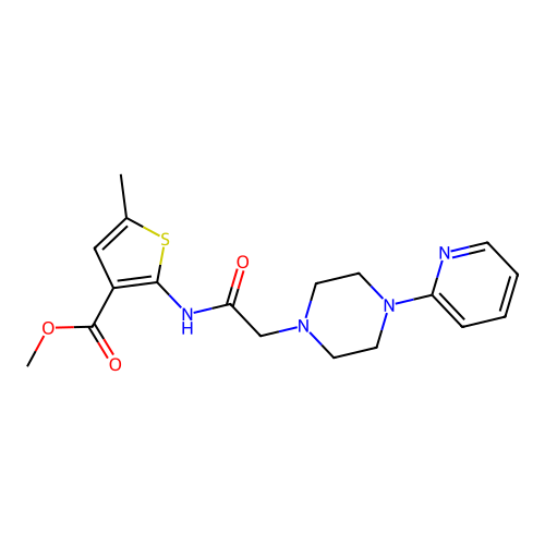 Methyl 5-methyl-2-[[2-(4-pyridin-2-ylpiperazin-1-yl)acetyl]amino]thiophene-3-carboxylate structure