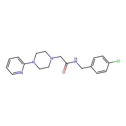 N-[(4-chlorophenyl)methyl]-2-(4-pyridin-2-ylpiperazin-1-yl)acetamide structure