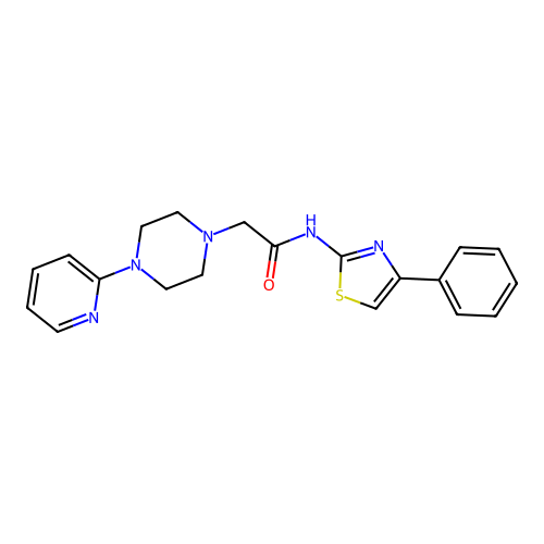N-(4-phenyl-1,3-thiazol-2-yl)-2-(4-pyridin-2-ylpiperazin-1-yl)acetamide structure