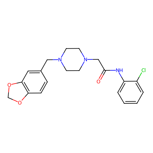 2-[4-(1,3-benzodioxol-5-ylmethyl)piperazin-1-yl]-N-(2-chlorophenyl)acetamide structure
