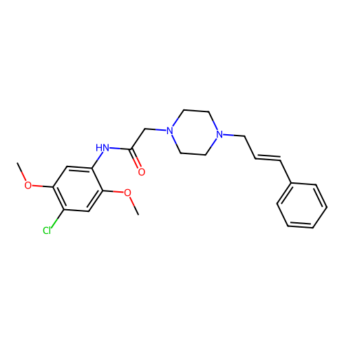 N-(4-chloro-2,5-dimethoxyphenyl)-2-[4-[(E)-3-phenylprop-2-enyl]piperazin-1-yl]acetamide structure