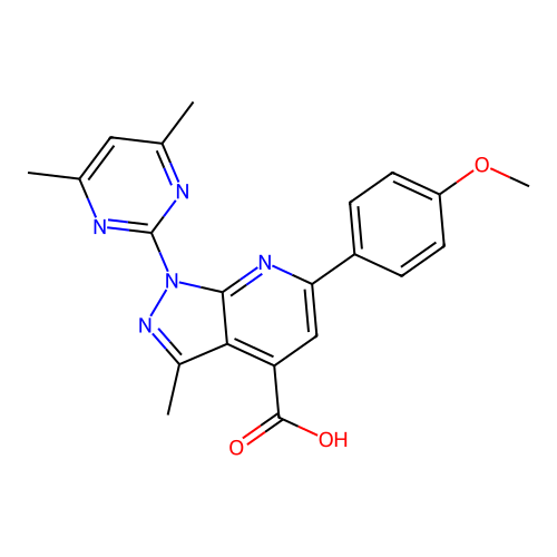 1-(4,6-Dimethylpyrimidin-2-yl)-6-(4-methoxyphenyl)-3-methyl-1H-pyrazolo[3,4-b]pyridine-4-carboxylic acid structure