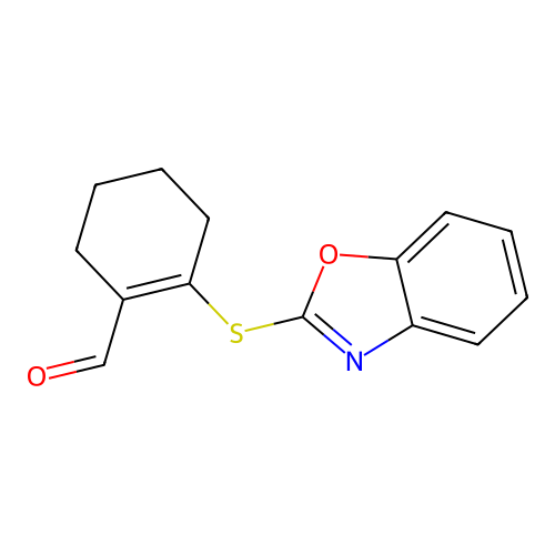 2-(1,3-Benzoxazol-2-ylthio)cyclohex-1-ene-1-carbaldehyde structure