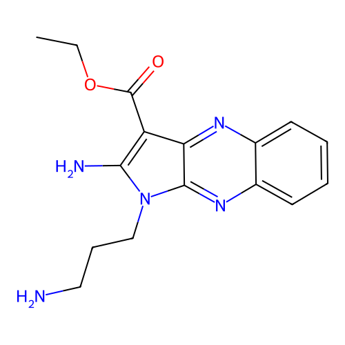 ethyl 2-amino-1-(3-aminopropyl)-1H-pyrrolo[2,3-b]quinoxaline-3-carboxylate structure