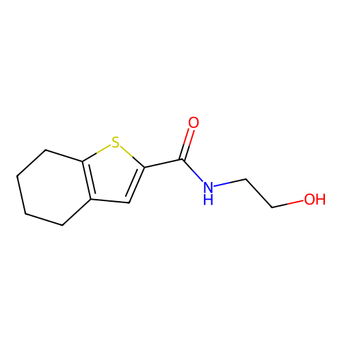 N-(2-hydroxyethyl)-4,5,6,7-tetrahydro-1-benzothiophene-2-carboxamide structure