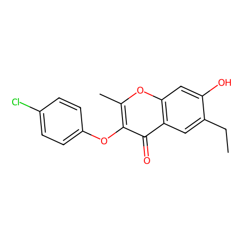3-(4-Chloro-phenoxy)-6-ethyl-7-hydroxy-2-methyl-chromen-4-one structure
