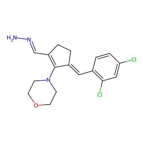 4-[(5E)-5-[(2,4-dichlorophenyl)methylidene]-2-methanehydrazonoylcyclopent-1-en-1-yl]morpholine structure