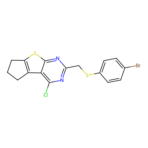 10-{[(4-bromophenyl)sulfanyl]methyl}-12-chloro-7-thia-9,11-diazatricyclo[6.4.0.0,2,6]dodeca-1(12),2(6),8,10-tetraene structure