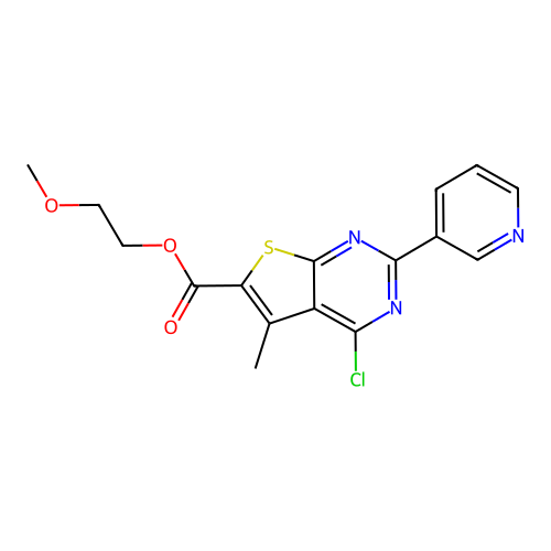 2-methoxyethyl 4-chloro-5-methyl-2-(pyridin-3-yl)thieno[2,3-d]pyrimidine-6-carboxylate structure