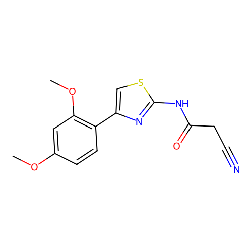 2-cyano-N-[4-(2,4-dimethoxyphenyl)-1,3-thiazol-2-yl]acetamide structure