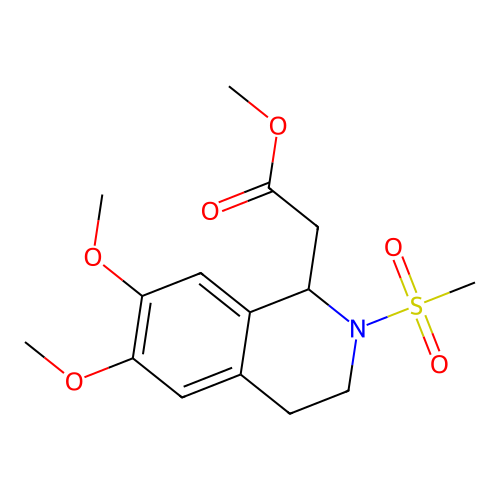 methyl 2-(2-methanesulfonyl-6,7-dimethoxy-1,2,3,4-tetrahydroisoquinolin-1-yl)acetate structure