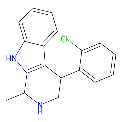 4-(2-chlorophenyl)-1-methyl-2,3,4,9-tetrahydro-1H-pyrido[3,4-b]indole structure
