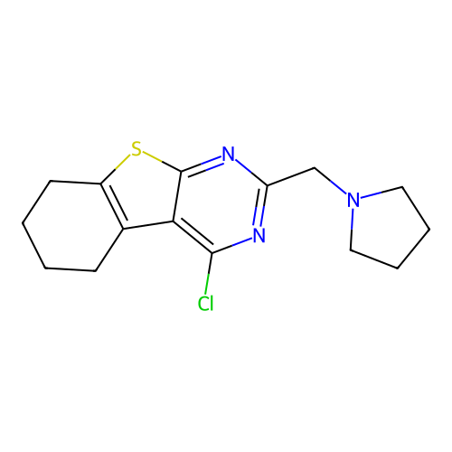 4-Chloro-2-(pyrrolidin-1-ylmethyl)-5,6,7,8-tetrahydrobenzo[4,5]thieno[2,3-d]pyrimidine structure