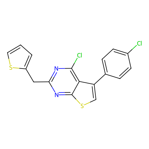 4-Chloro-5-(4-chlorophenyl)-2-(thien-2-ylmethyl)thieno[2,3-d]pyrimidine structure