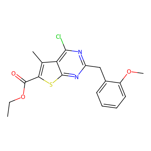Ethyl 4-chloro-2-(2-methoxybenzyl)-5-methylthieno[2,3-d]pyrimidine-6-carboxylate structure