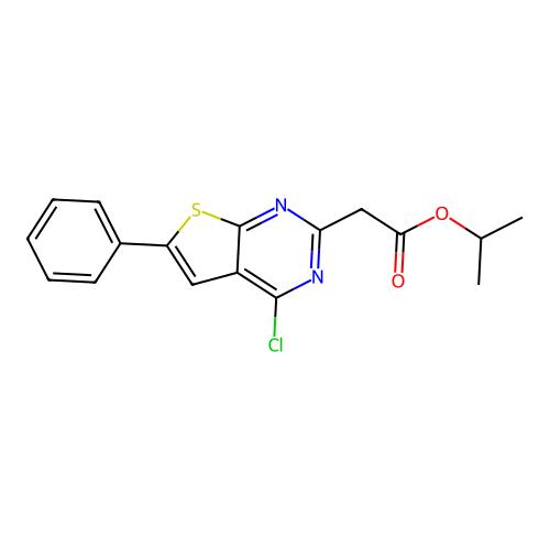 Isopropyl 2-(4-chloro-6-phenylthieno[2,3-d]pyrimidin-2-yl)acetate structure