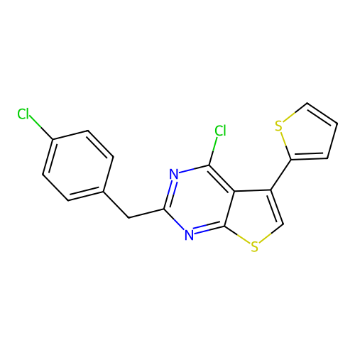 4-Chloro-2-(4-chlorobenzyl)-5-thien-2-ylthieno[2,3-d]pyrimidine structure
