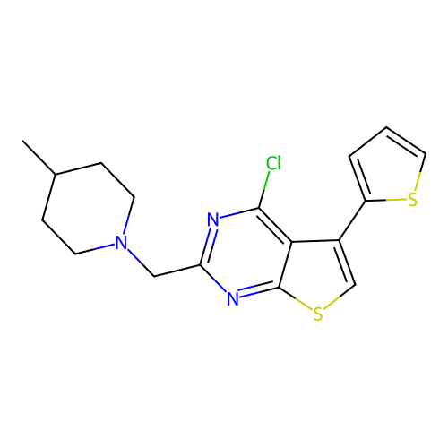 1-{[4-CHLORO-5-(THIOPHEN-2-YL)THIENO[2,3-D]PYRIMIDIN-2-YL]METHYL}-4-METHYLPIPERIDINE structure