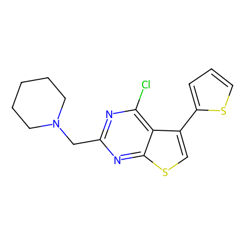 1-{[4-Chloro-5-(thiophen-2-yl)thieno[2,3-d]pyrimidin-2-yl]methyl}piperidine structure