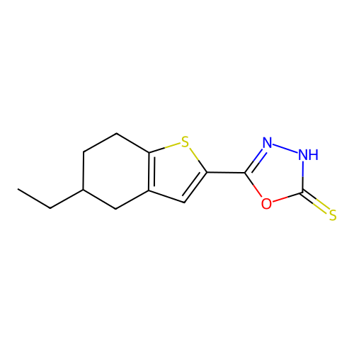5-(5-Ethyl-4,5,6,7-tetrahydro-1-benzothiophen-2-YL)-1,3,4-oxadiazole-2-thiol structure