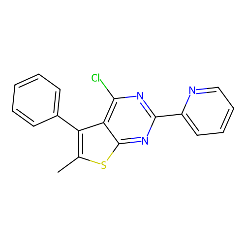 2-{4-Chloro-6-methyl-5-phenylthieno[2,3-d]pyrimidin-2-yl}pyridine structure