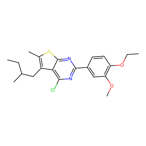 4-chloro-2-(4-ethoxy-3-methoxyphenyl)-6-methyl-5-(2-methylbutyl)thieno[2,3-d]pyrimidine structure