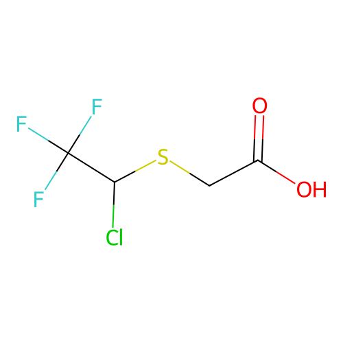 [(1-Chloro-2,2,2-trifluoroethyl)thio]acetic acid structure