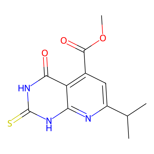 methyl 7-isopropyl-2-mercapto-4-oxo-3,4-dihydropyrido[2,3-d]pyrimidine-5-carboxylate structure