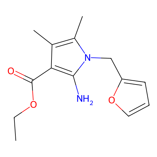 ethyl 2-amino-1-(2-furylmethyl)-4,5-dimethyl-1H-pyrrole-3-carboxylate structure