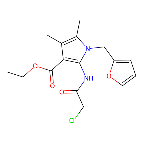 ethyl 2-(2-chloroacetamido)-1-(furan-2-ylmethyl)-4,5-dimethyl-1H-pyrrole-3-carboxylate structure