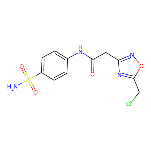 2-[5-(chloromethyl)-1,2,4-oxadiazol-3-yl]-N-(4-sulfamoylphenyl)acetamide structure