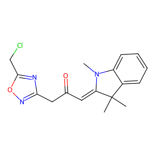 1-[5-(chloromethyl)-1,2,4-oxadiazol-3-yl]-3-(1,3,3-trimethylindol-2-ylidene)propan-2-one structure