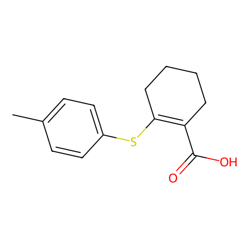 2-((4-Methylphenyl)sulfanyl)cyclohex-1-ene-1-carboxylic acid structure