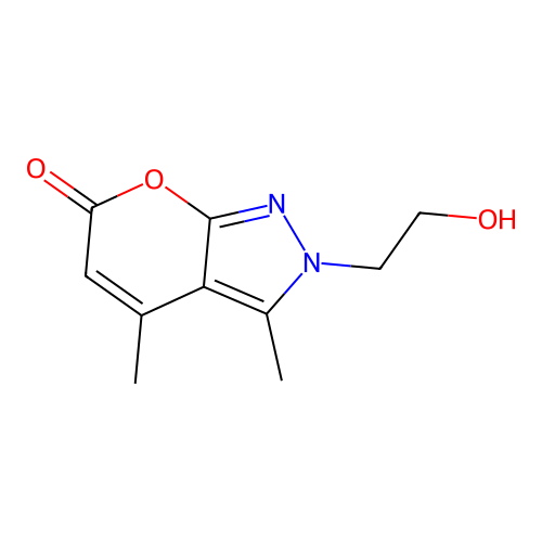2-(2-Hydroxyethyl)-3,4-dimethylpyrano[2,3-c]pyrazol-6(2H)-one structure